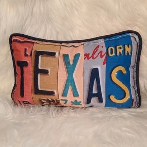 Texas license plate pillow decor
